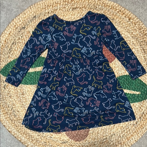 Kids Navy Blue Cat Print Dress - Picture 3 of 3
